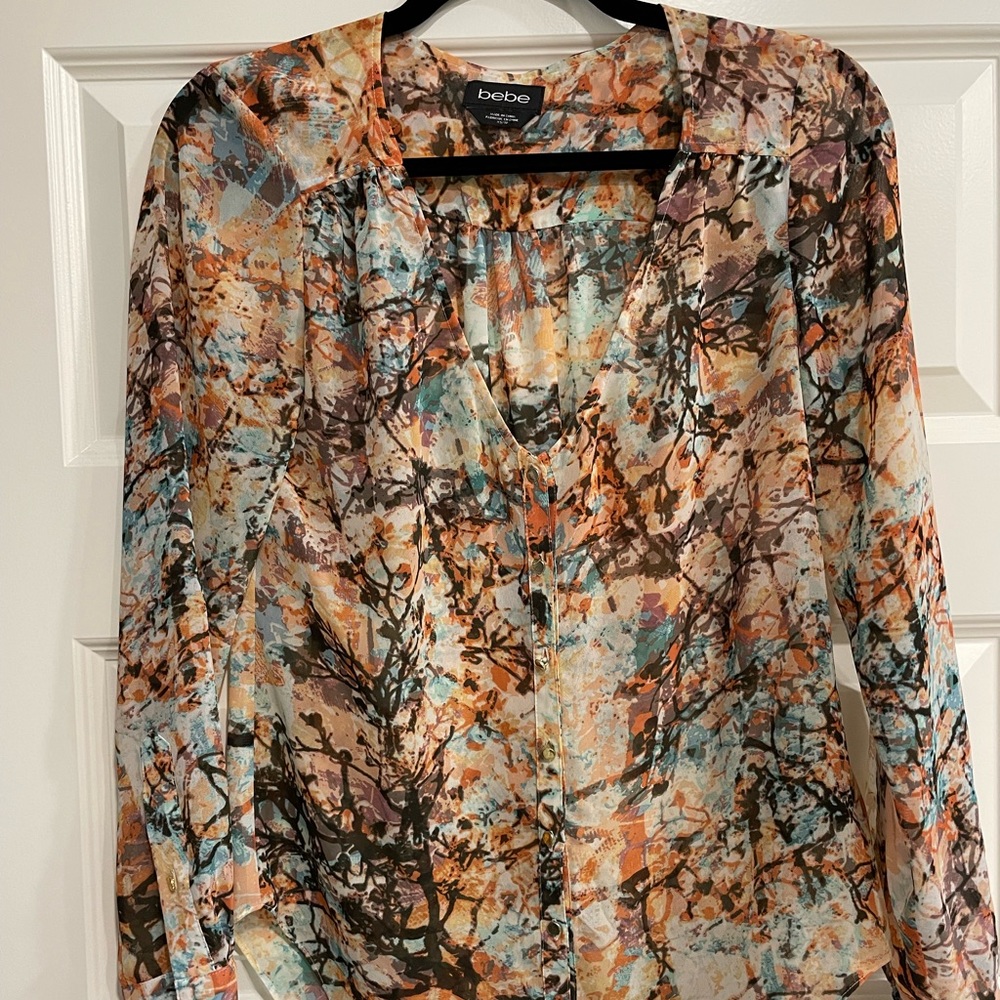 Bebe Chiffon button up shirt size XS